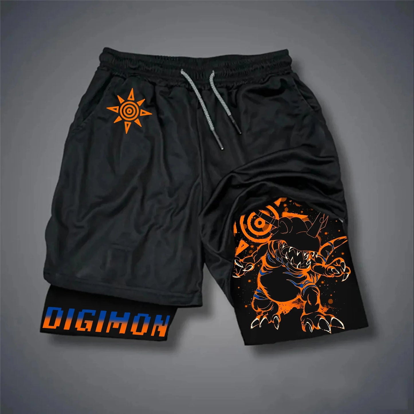Digimon Peripheral Products Digital Monster Print Men's Shorts Streetwear GYM Sports Men's 2025 Summer Fashion Street Shorts