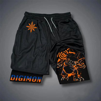 Digimon Peripheral Products Digital Monster Print Men's Shorts Streetwear GYM Sports Men's 2025 Summer Fashion Street Shorts