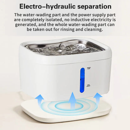 OYEpets 2.5L Wireless Cat Water Fountain 3000mAh Battery Automatic Motion Sensor Ultra Quiet Dispenser Dog Water Dispenser
