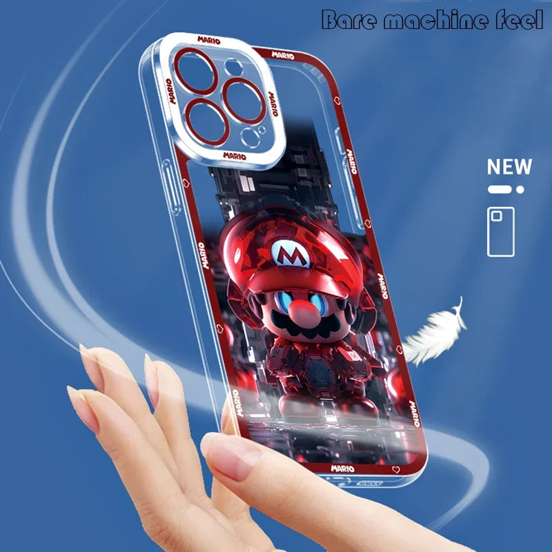 Super Mario Brossss Clear Phone Case for iPhone 15 14 11 Pro Max 13 12 Mini XR XS X 8 7 6 6S Plus SE 2020 Soft Shockproof Cover