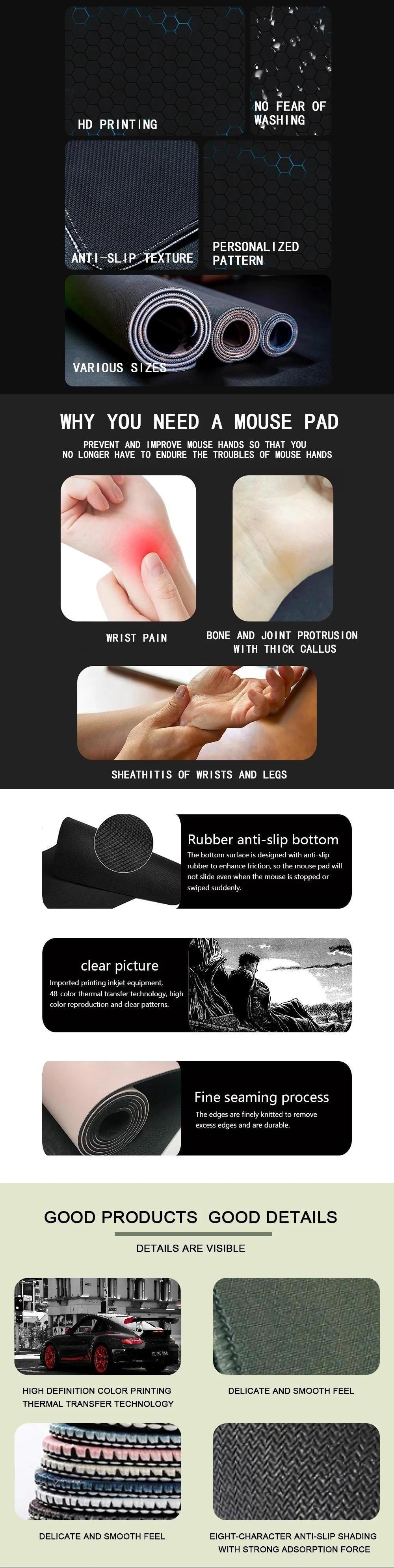 Cat Wizard Design Mouse Pad Card Game Mat Large Szie Computer Offices Mousepad XXL Anti-slip for Card Trading Cards Desk Mats