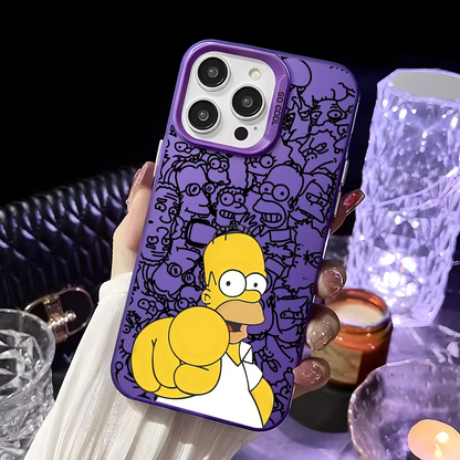 Simpsonn Phone Case For iPhone 16 15 14 13 12 11 Pro Max Black Purple Matte Laser Metallic Aurora Funda