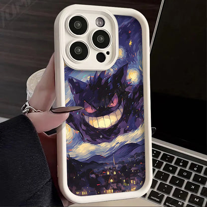Oil Painting animation Case for iPhone 14 15 Pro Max 13 12 11 X XS XR 7 8 Plus SE 2020 Shockproof Soft Silicone Protective Cover