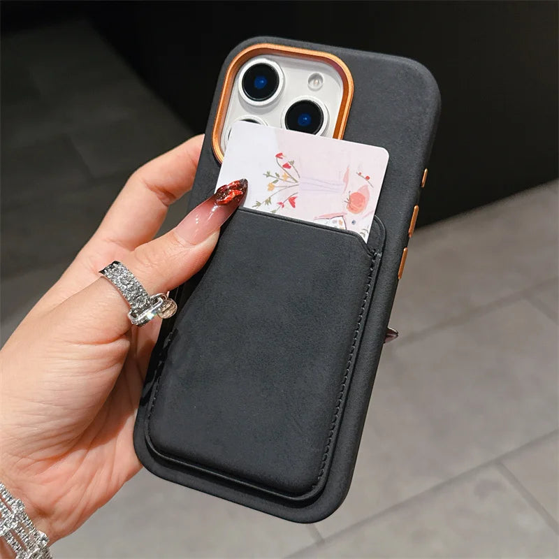 Magnetic Detachable PU Leather 2-in-1 Card Holder Shockproof Phone Case for iPhone 13/14/15/16 Pro Max Plus with Magsafe