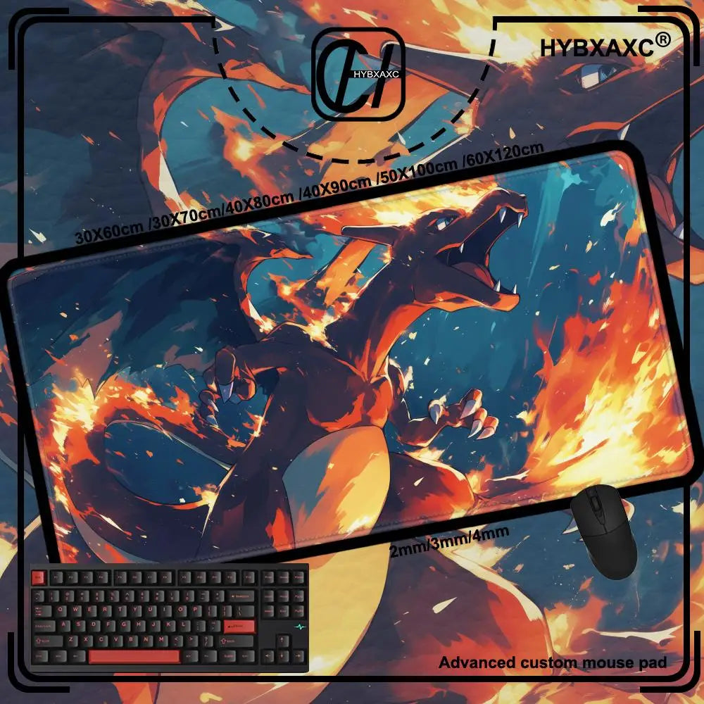 Anime Pokemon Mouse Pad Gengar Greninja Mewtwo Charizard Eevee XXL Mousepad Computer Keyboard Pad Manga Accessories Desk Mat