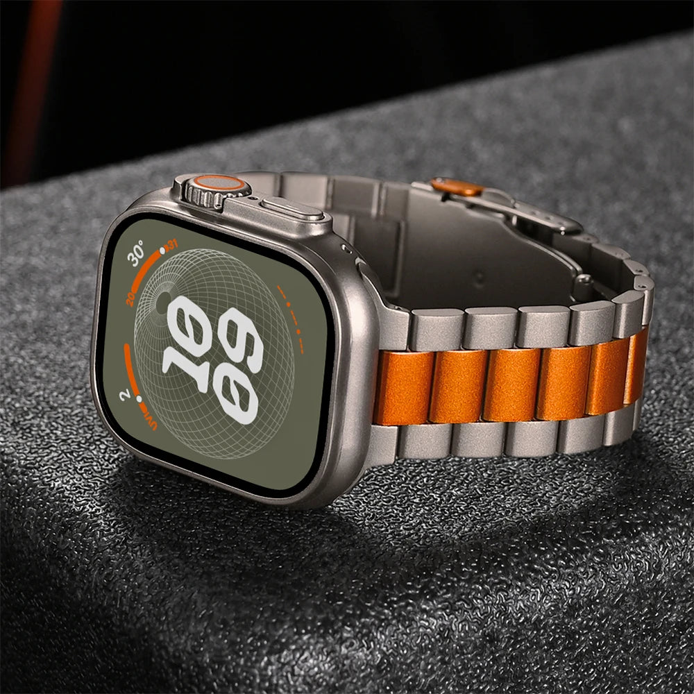 Ultra Titanium Band For Apple Watch 49mm 45mm 44mm 42mm Luxury Metal Strap For iWatch Series 9 8 7 6 5 4 SE Business Bracelet