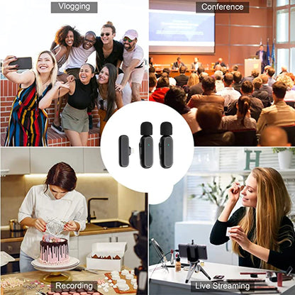 Wireless HD Radio Live Microphone K61 Dual Mic 20 Meters for Mobile Phone Tiktok, Short Video Recording