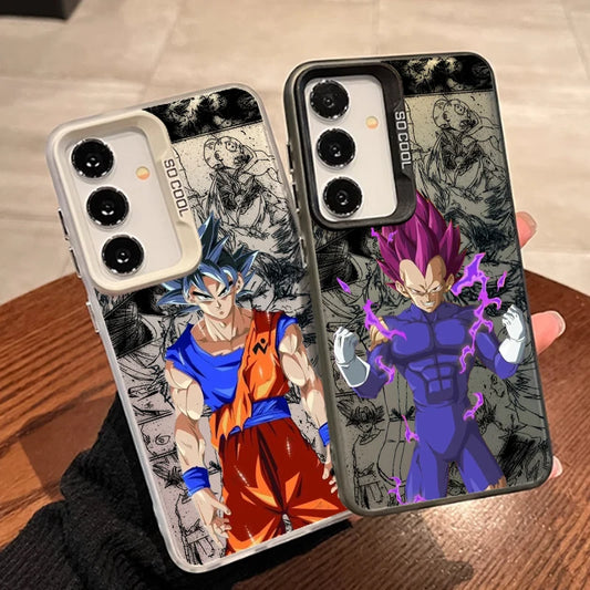 Anime Vegeta Goku case for Samsung Galaxy S24 S23 S22 S21 S20 Note 20 Ultra Plus FE 5G Colorful Silver Cover Phone Case