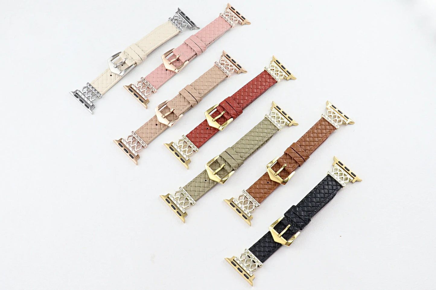 1pc 20mm Diamond-studded Leather Apple Watch Band 42/44/45/49mm 38/40/41mm for Apple Watch Series Ultra2 Se 9/8/7/6/5/4/3/2/1