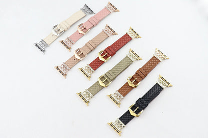 1pc 20mm Diamond-studded Leather Apple Watch Band 42/44/45/49mm 38/40/41mm for Apple Watch Series Ultra2 Se 9/8/7/6/5/4/3/2/1