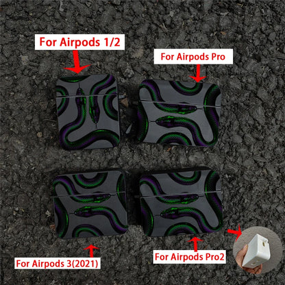 Luxurious Black Snake Earphone Case for Airpods 1 2 3 Pro Colorful Dragon Wireless Headphone Charging Box Cover for Air Pod 3