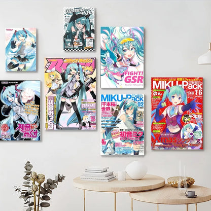 H-HATSUNE M-MIKU Poster Self-adhesive Art Poster Whitepaper Prints Posters Artwork Home Decor