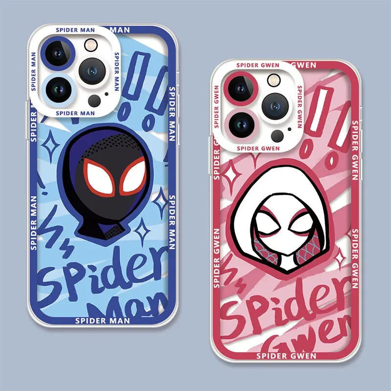 Spider Mannn Phone Case For iPhone 15 14 Pro Max 13 12 Mini 11 Pro XR XS X 8 7 6 6S Plus SE 2020 Clear Soft Silicone Cover