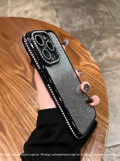 Luxury Plating Diamond Rhinestone Glitter Case For iPhone 11 12 13 14 15 16 Pro Max Plus Transparent Bling Soft Silicone Cover