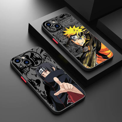 Japanese Anime Narutoo Phone Case For iPhone 15 14 13 12 11 Pro Max mini XS XR X 8 7 6 Plus SE Frosted Translucent Cover