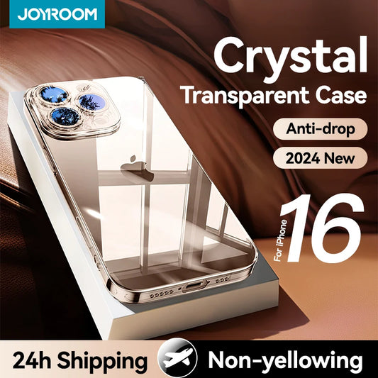 Joyroom Case For iPhone 16 15 Pro Max Case Crystal Transparent PC Anti-Yellow Lens Protection Cover For iPhone 16 Pro Max Case