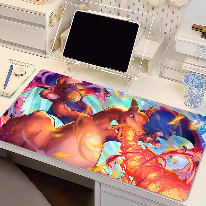 Mouse Pad Anime Flame Dragon PC Gamer Computer P-pokemonS Mousepad Varmilo C-charizard Keyboard Gaming Accessories Cute Desk Mat