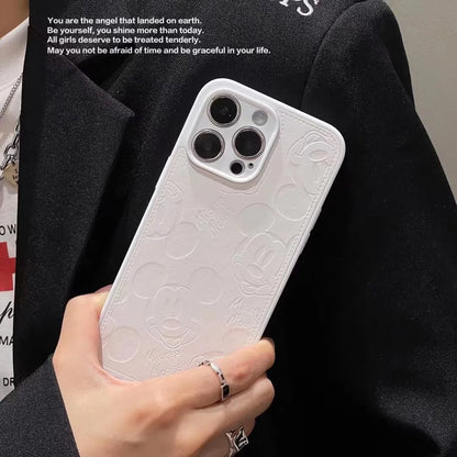 Mickey💙Mouse 3D Embossed Cartoon Silicone Phone Case for iPhone 15 14 13 Disney Soft Cover