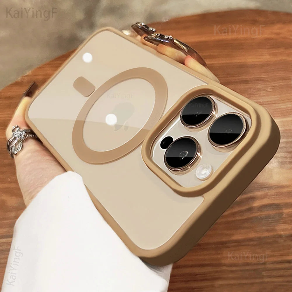 Luxury Magsafe Transparent Case for iPhone 17/16/15/14/13/12/11 Pro Max Plus Air - Magnetic Wireless Charging Clear Cover