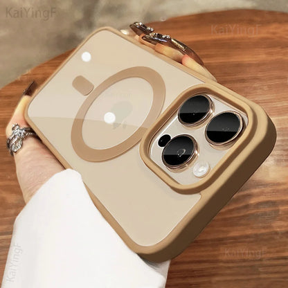 Luxury Magsafe Transparent Case for iPhone 17/16/15/14/13/12/11 Pro Max Plus Air - Magnetic Wireless Charging Clear Cover