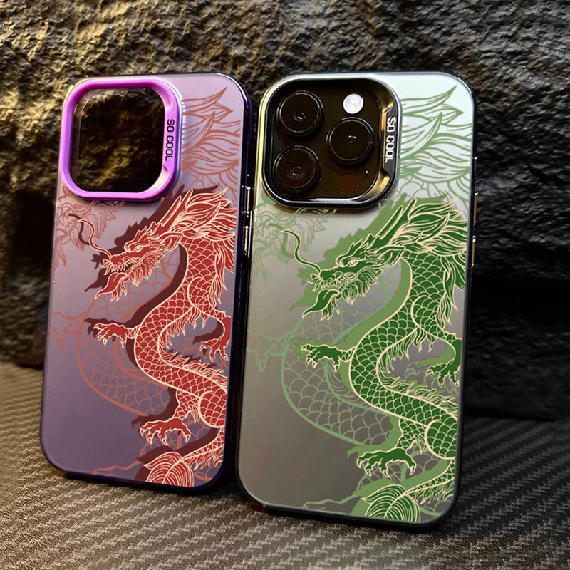 Chinese Dragon Pattern Matte Laser Case For Samsung A54 Cases Galaxy A15 A35 A55 A34 A33 A53 S24 Ultra S23 S22 Plus S21 FE Cover