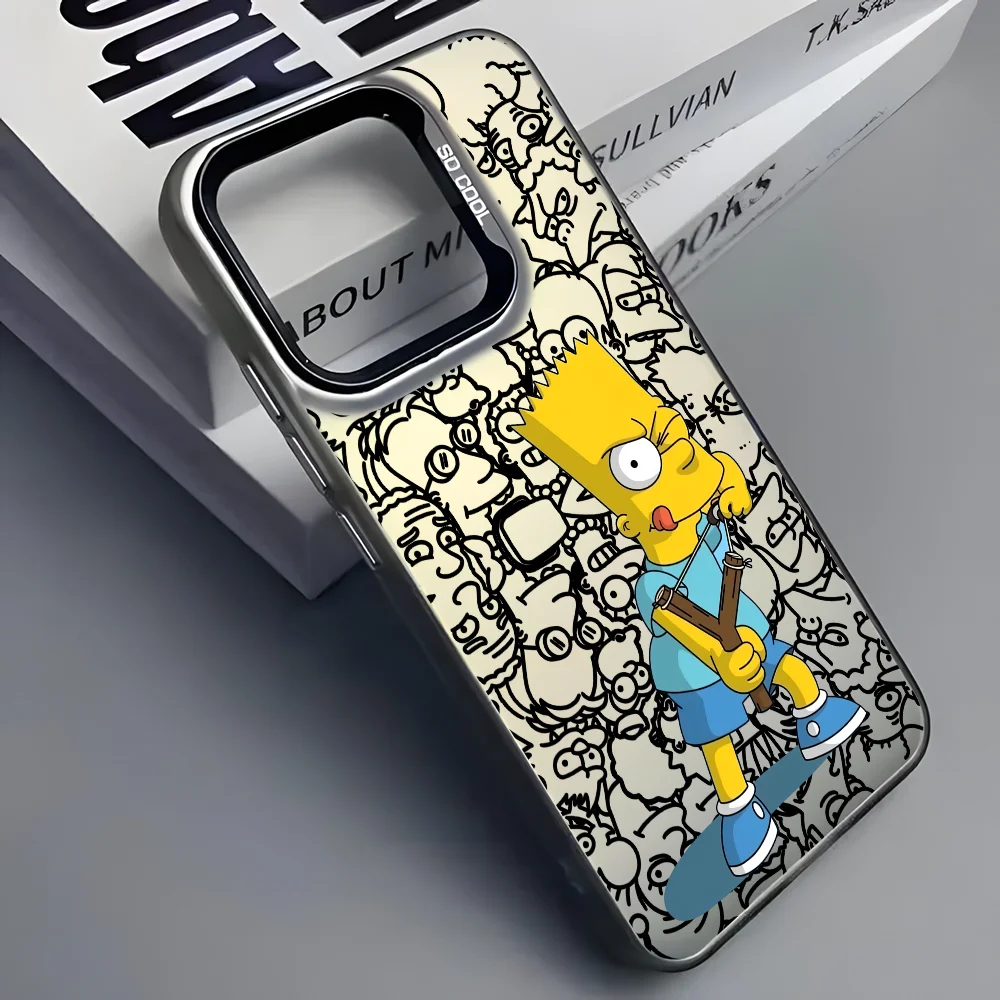 Simpsonn Phone Case For iPhone 16 15 14 13 12 11 Pro Max Black Purple Matte Laser Metallic Aurora Funda