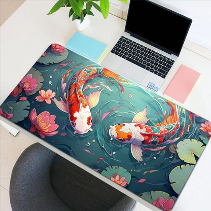 Chinese Style Carp Mouse Pad Large Gaming E-Sports Mousepad Office Keyboard HD Computer Accessory Non-Slip Mat Gift for Teen