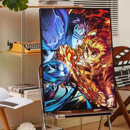 Anime Demon Slayer R-Rengoku Kyoujurou Poster Anime Posters Sticky HD Quality Wall Art Retro Posters for Home Kawaii Room Decor