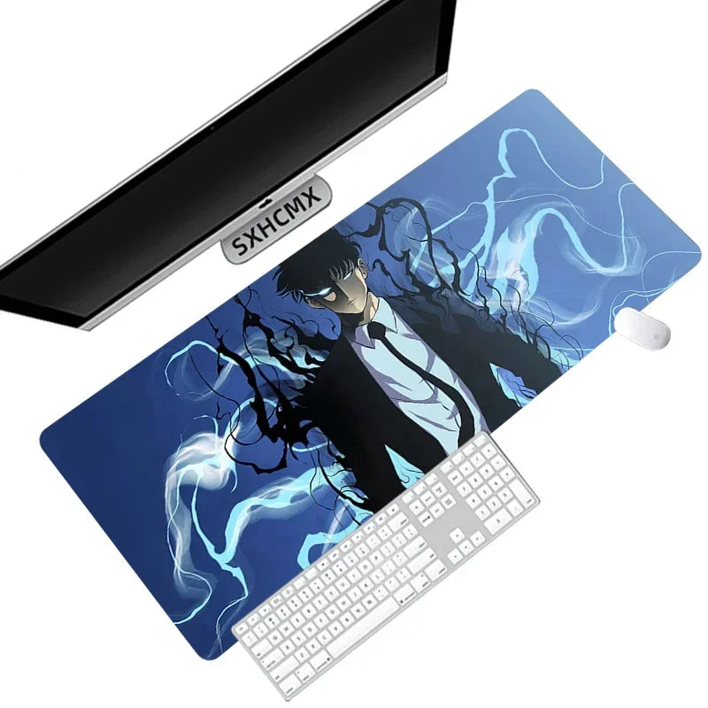 Gaming Mouse Pad Anime Solo Leveling Large Desk Mat XXL Computer Accessories Mousepad 900x400 Stitch Edge Rubber Keyboard Mat
