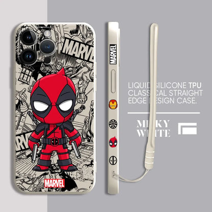 Cartoon Marvel Ironman Deadpool Case for iPhone 12 11 15 Plus X 7 8 13 Mini XR 14 Pro Max SE XS Soft Luxury Cover