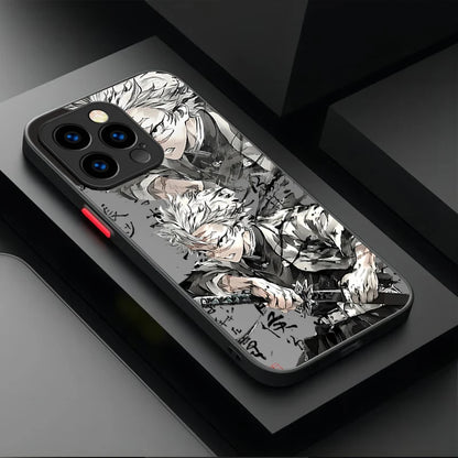 Cartoon Demon Slayer Phone Case For iPhone 16 15 14 13 12 11 Pro Max X XR XS 7 8 Plus SE 2020 Matte Hard Shockproof Back Cover