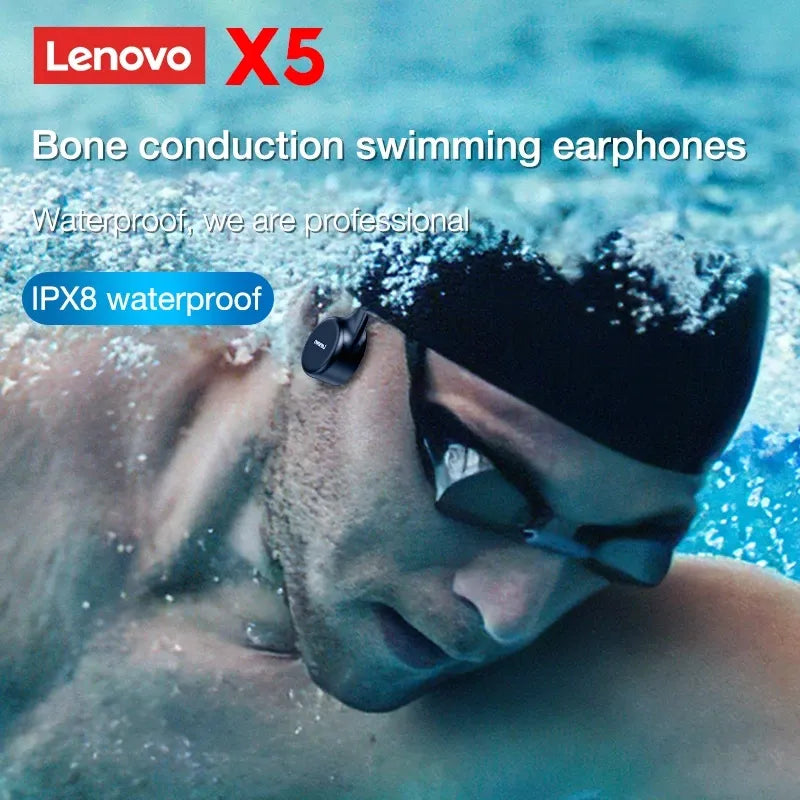 Lenovo-auriculares de conducción ósea X3 Pro, inalámbricos por Bluetooth, Hifi, con gancho para la oreja y micrófono, resistentes al agua