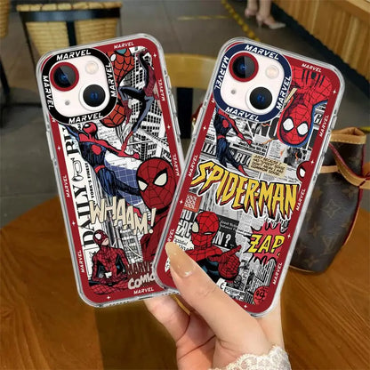 Spider-Mann Soft Phone Case for iPhone 14 16 Plus15 Pro Max 11 12 Mini 13 Pro Max SE 8 7 Plus XR X XS Max Clear Cover