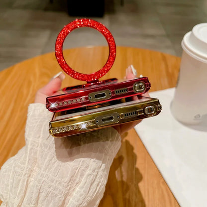 For Samsung S24 S25 Ultra Mirror Magsafe Case for Samsung Galaxy S23 S22 Ultra Plus A16 A06 A55 A54 Luxury Diamond Plating Cover