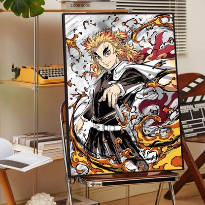 Anime Demon Slayer R-Rengoku Kyoujurou Poster Anime Posters Sticky HD Quality Wall Art Retro Posters for Home Kawaii Room Decor