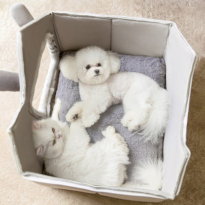 Yellow Pandora removable roof plush pet house Cozy Cat Bed