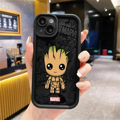 Cartoon Marvel Groot Spiderman Phone Case for Apple iPhone 16 13 15 Pro Max 14 13 Pro 11 12 14Plus 15Plus Soft TPU