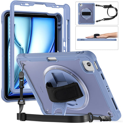 Fit iPad Air 11” 2024( 6th Gen M2) Hand shoulder Strap 360 Rotatable Kickstand Rugged Protective Case For iPad Air 11 Inch 2024