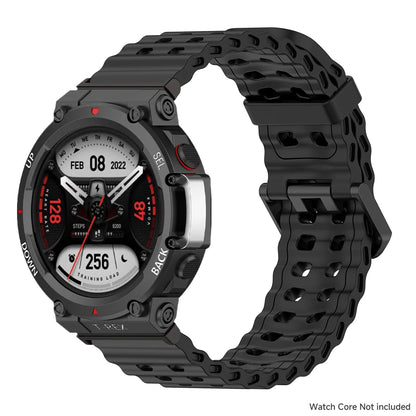 Marine band for Amazfit watch T-rex 3/2/ultra two-tone elastic silicone strap for T-Rex/T Rex Pro breathable sport bracelet