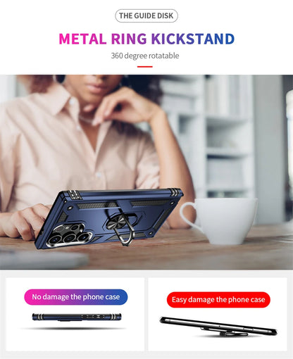 For Samsung Galaxy S24 Ultra Case Magnetic Stand Ring Phone Case For Samsung S24 + Plus S 24 Ultra Shockproof Armor Back Cover