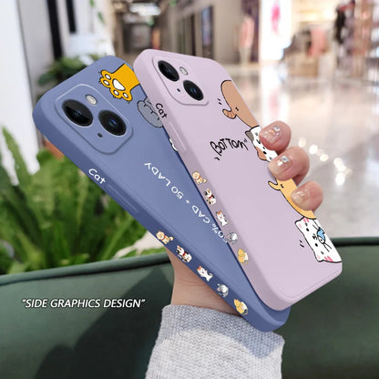 Cat Litter Phone Case For iPhone 15 14 13 Plus Pro Max Mini Liquid Silicone Cover