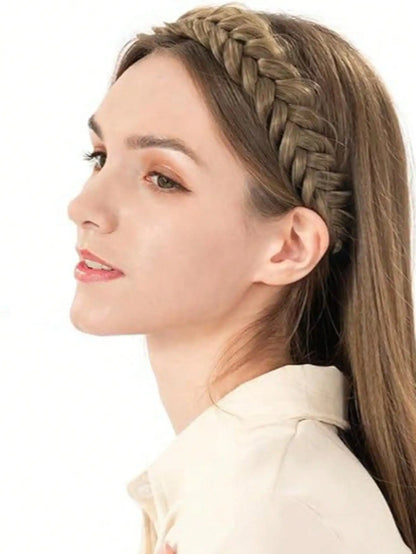1pcs Hand Knit Braid Hair Twist Headband Synthetic Braids Elastic Adjustable Hairpiece Hair Accessories for Women Girls Festival