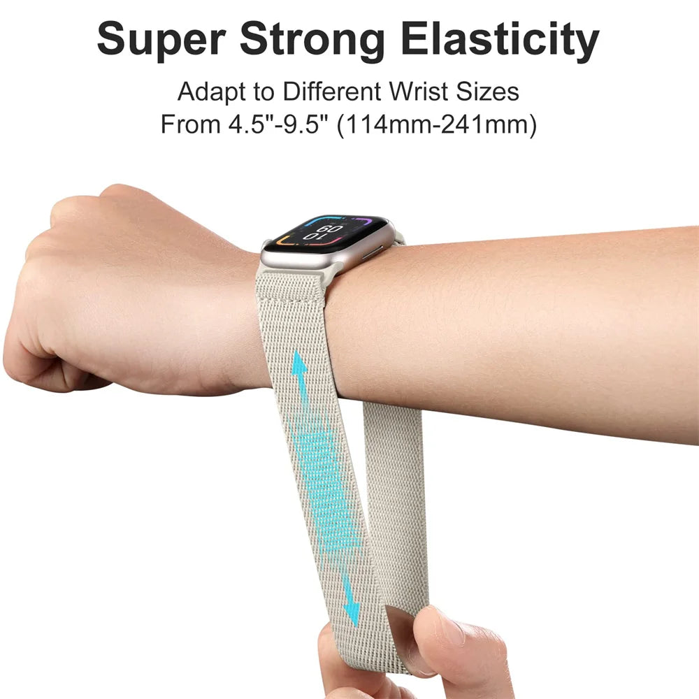 Nylon Band for Apple Watch Straps 44mm 45mm Ultra2 49mm Series 10 9 8 7 38/42mm/46mm Elastic Bracelet iWatch 6 5 4 3 Se 40/41mm