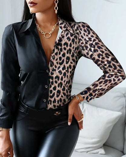Elegant Women's Fashion Blouse 2025 Spring/Summer Digital Print Shirt Commuter Slim Fit Office Female Blusas Chemise Femme S-3XL