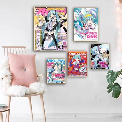 H-HATSUNE M-MIKU Poster Self-adhesive Art Poster Whitepaper Prints Posters Artwork Home Decor