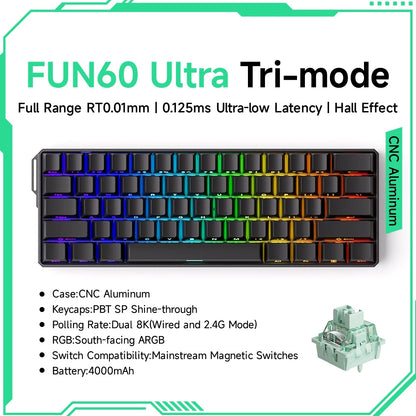 Akko MonsGeek FUN60 magnetic switch keyboard compact 60 percent RGB CNC aluminum case PBT keycaps