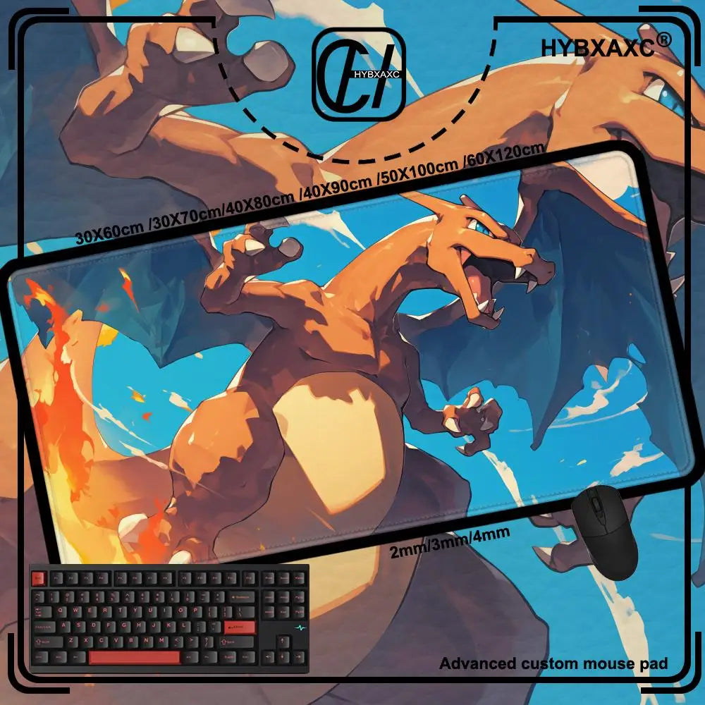 Anime Pokemon Mouse Pad Gengar Greninja Mewtwo Charizard Eevee XXL Mousepad Computer Keyboard Pad Manga Accessories Desk Mat