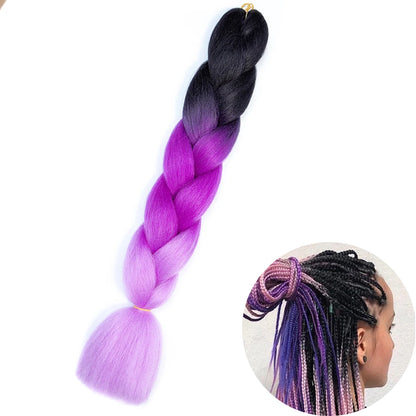 AZQUEEN 24 Inches Jumbo Braiding Hair Synthetic Hair Extensions Afro Ombre Crochet Braid Hair Wholesale For Women
