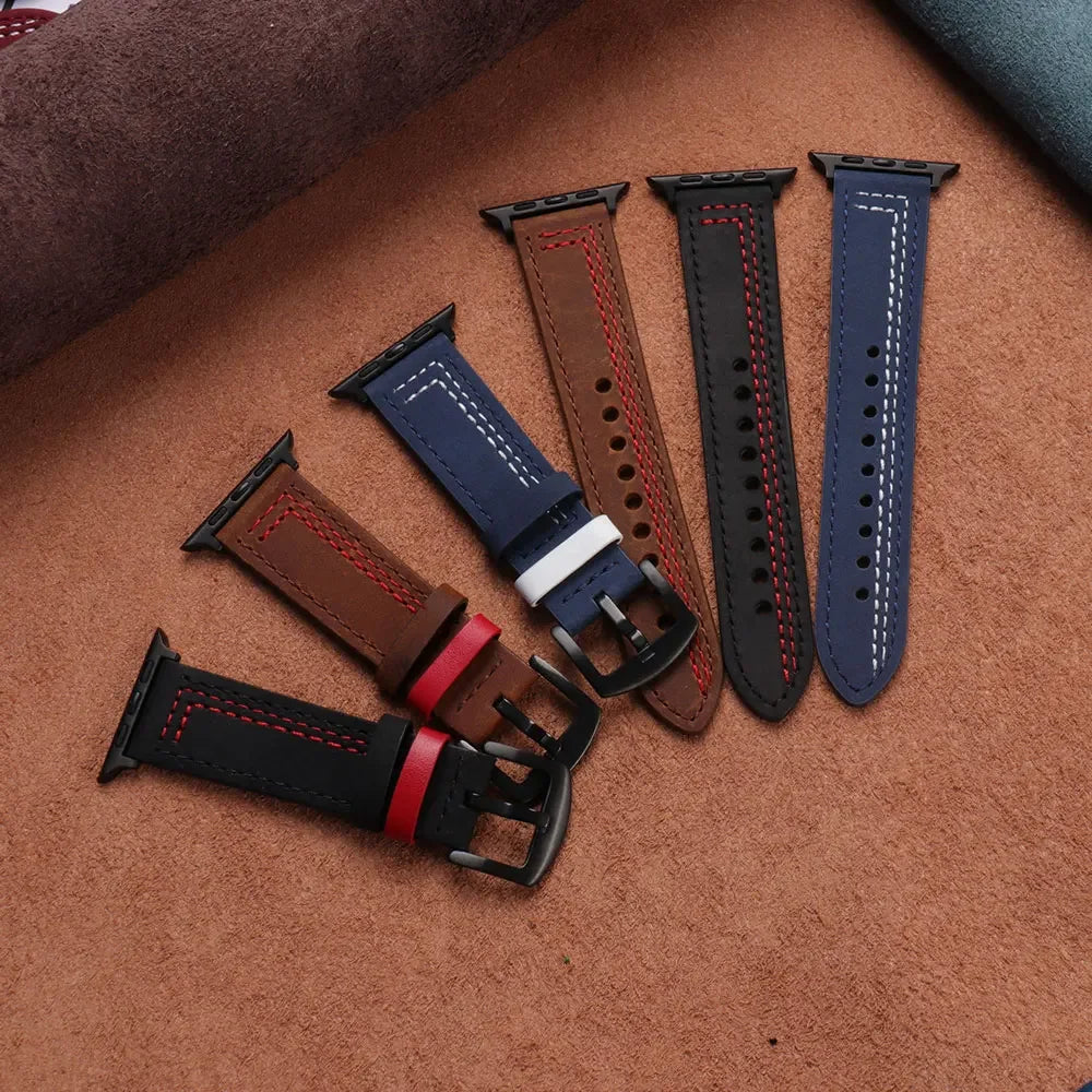 Leather loop strap For Apple watch band 45mm Ultra 49mm 41mm 42mm 38mm 41 44 45 mm bracelet iWatch series 9 8 7 3 4 5 6 se 40mm