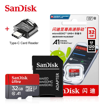 100% Original SanDisk Memory Card 128GB 64GB 32GB A1 Micro SD Card Class 10 UHS-1 TF Flash Card for Samrtphone/PC